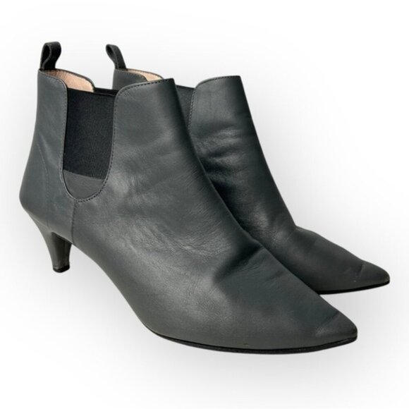 Repetto Grey Leather Chelsea Kitten Heel Ankle Boots 40